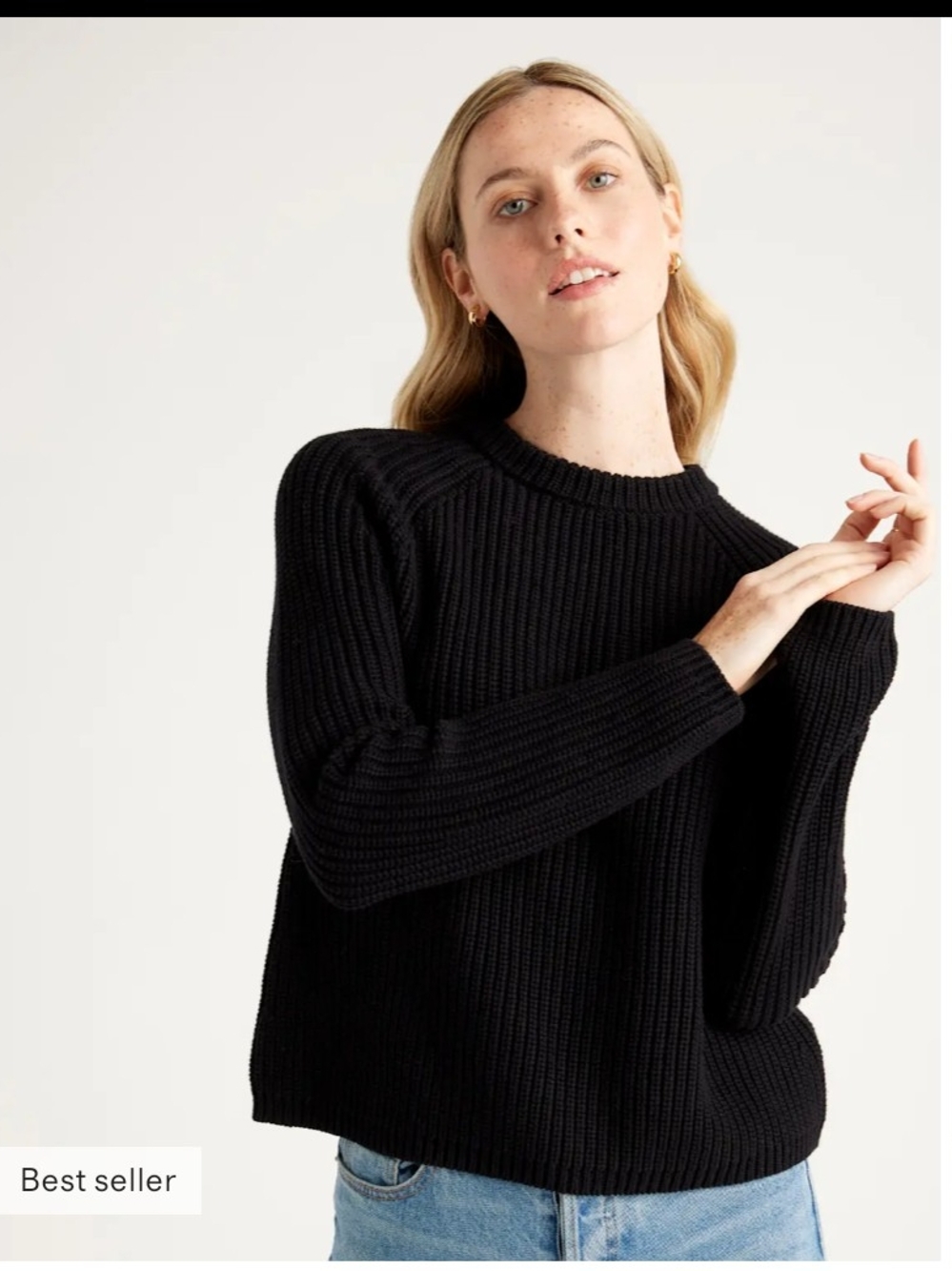 Quince 100% Cotton Fisherman Crew Neck Sweater